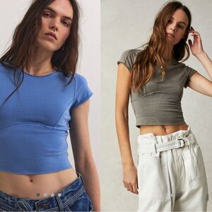 Free People We The Free Protagonist Tee Blue & Charcoal Bundle Large